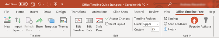 Office Timeline 功能区