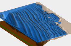 在 SMS 中运行 BOUSS-2D 模型的港湾波浪传播 3D 视图